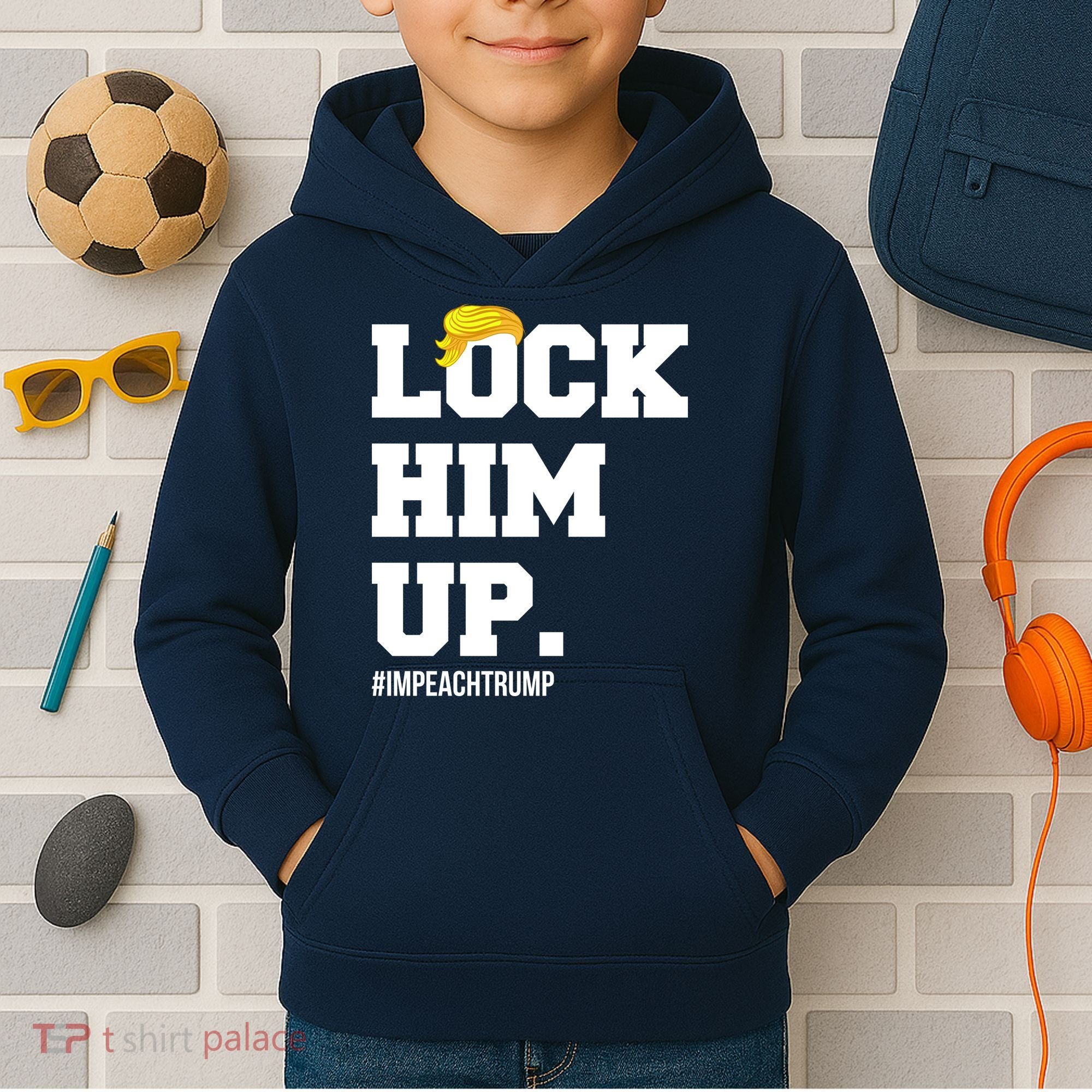 Lock Him Up Resist Trump #impeachtrump Kids Hoodie