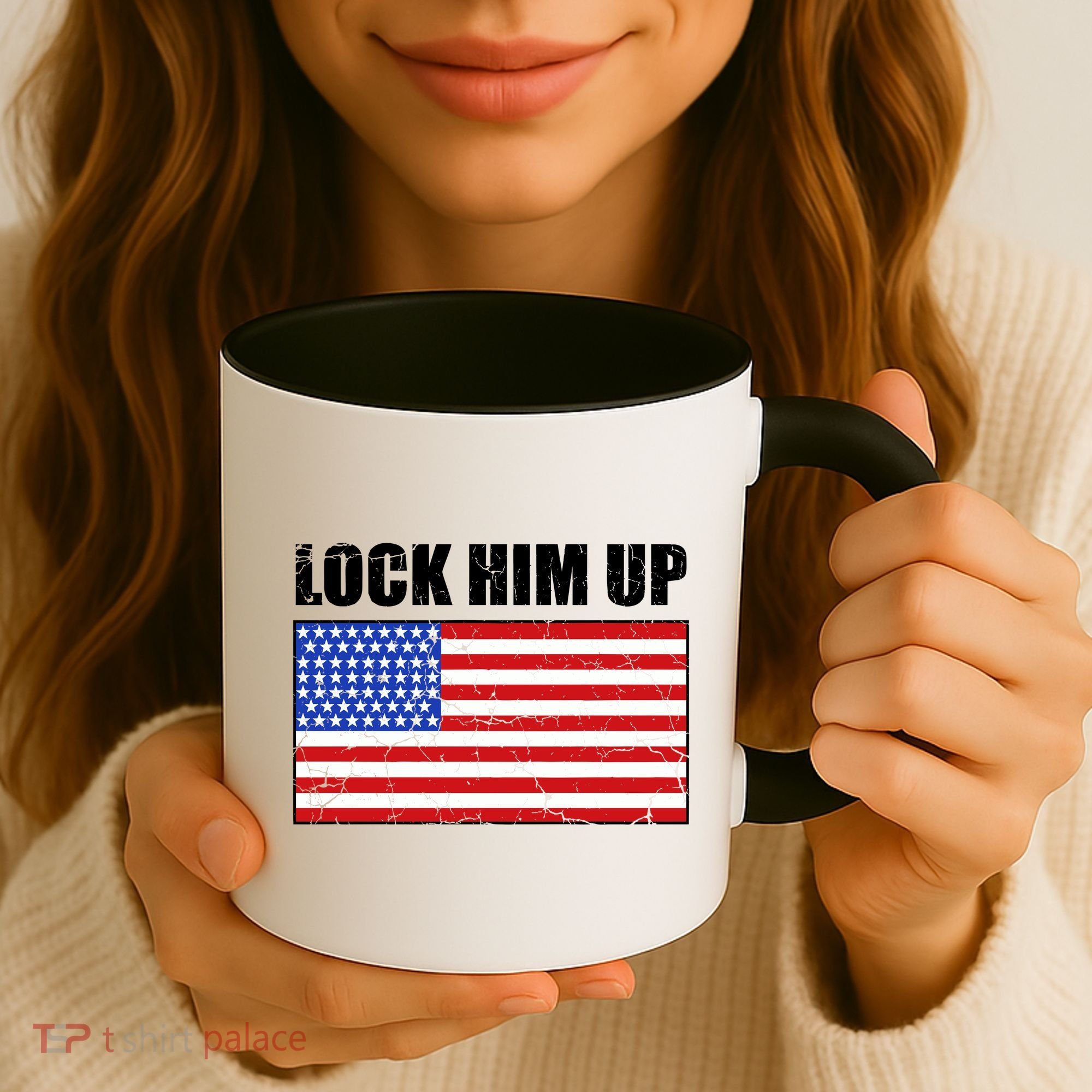 Lock Him Up Resist USA Flag Anti Trump Coffee Mug