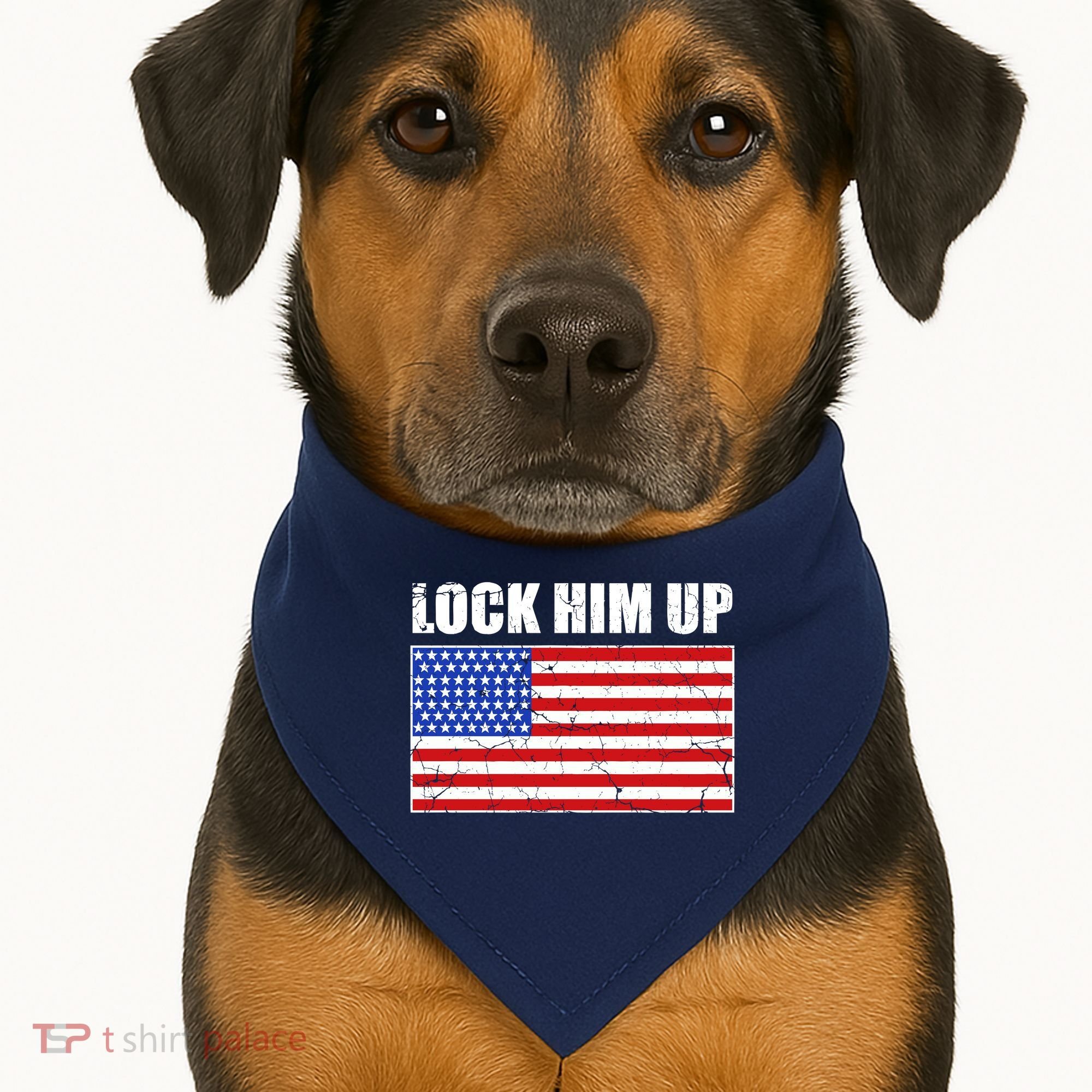 Lock Him Up Resist USA Flag Anti Trump USA-Made Doggie Bandana