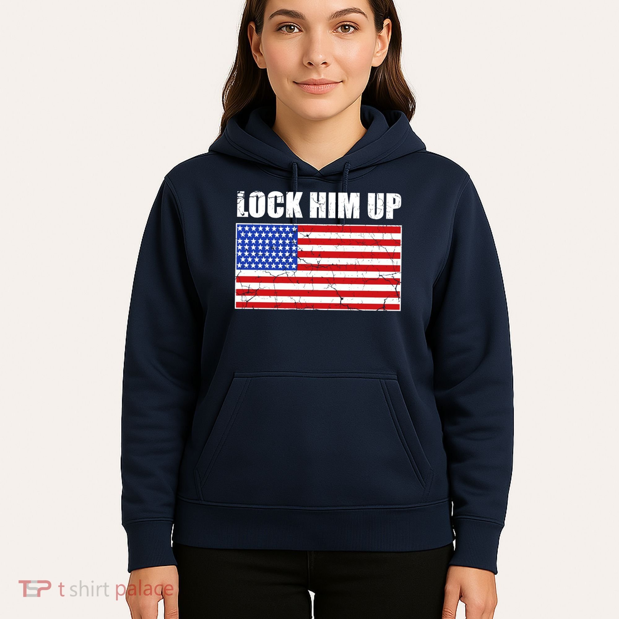 Lock Him Up Resist USA Flag Anti Trump Hoodie