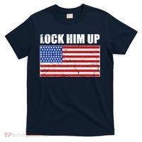 Lock Him Up Resist USA Flag Anti Trump T-Shirt thumb 0