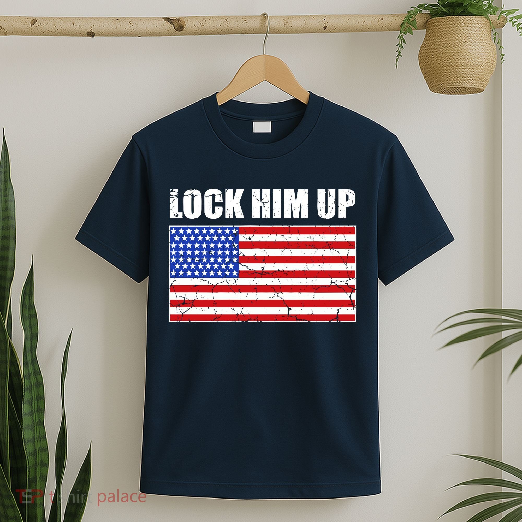 Lock Him Up Resist USA Flag Anti Trump T-Shirt