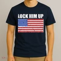 Lock Him Up Resist USA Flag Anti Trump T-Shirt thumb 3
