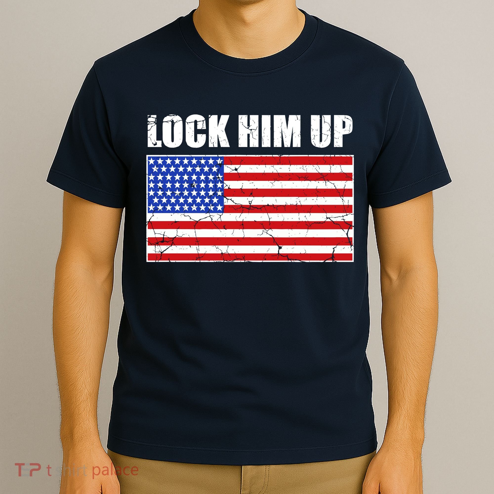 Lock Him Up Resist USA Flag Anti Trump T-Shirt