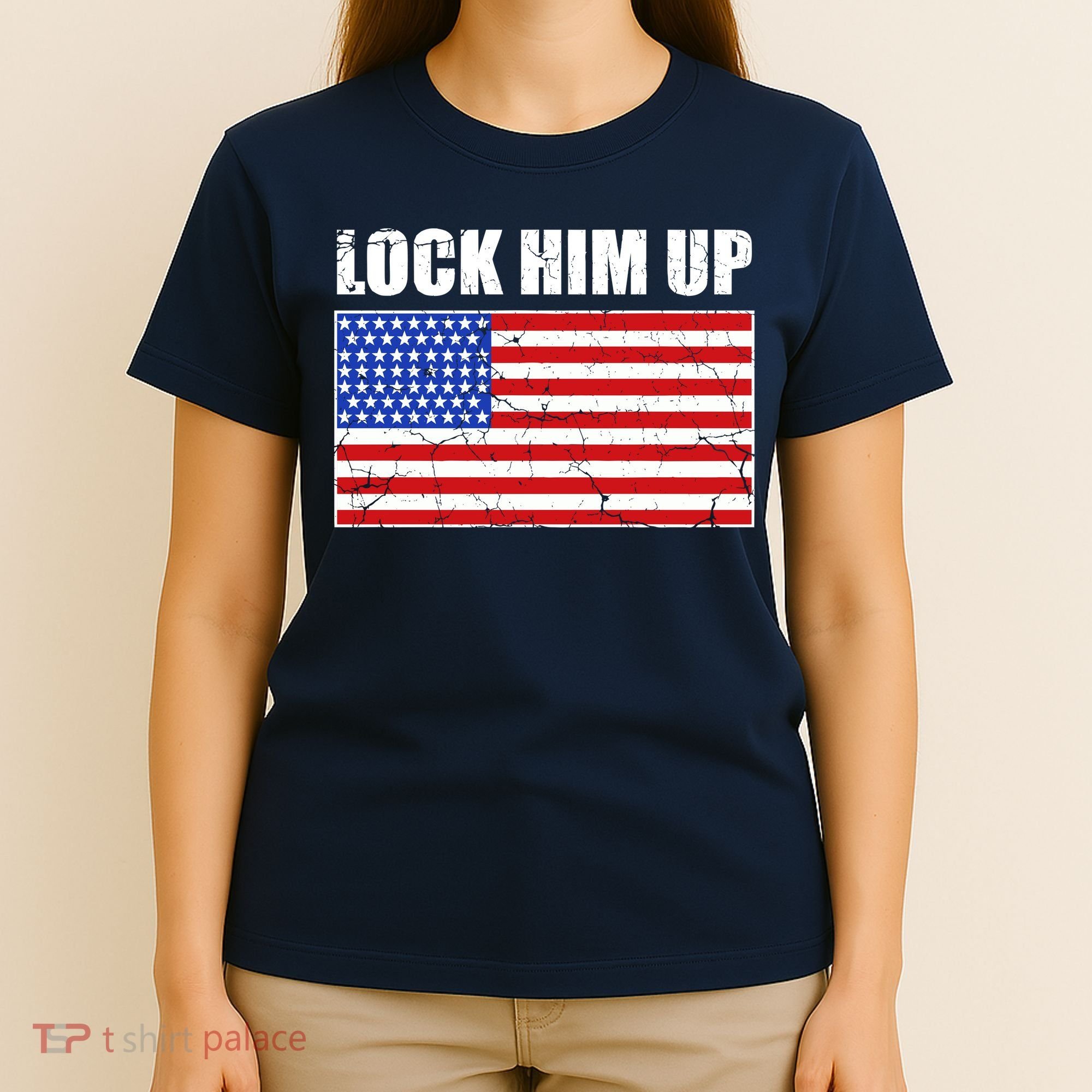 Lock Him Up Resist USA Flag Anti Trump T-Shirt