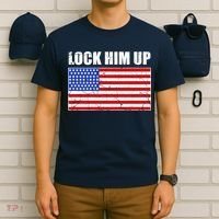 Lock Him Up Resist USA Flag Anti Trump T-Shirt thumb 6