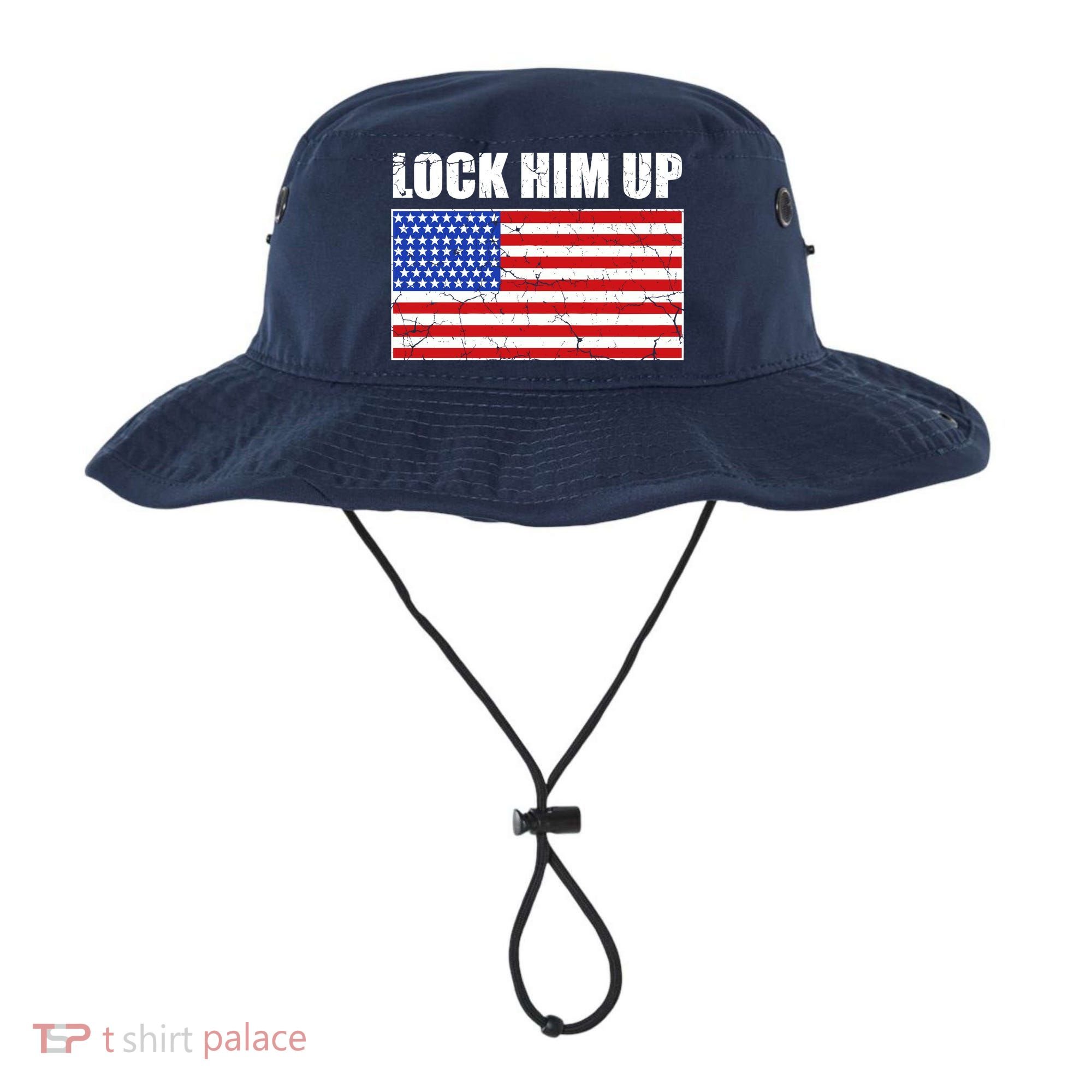 Lock Him Up Resist USA Flag Anti Trump Bucket Hat