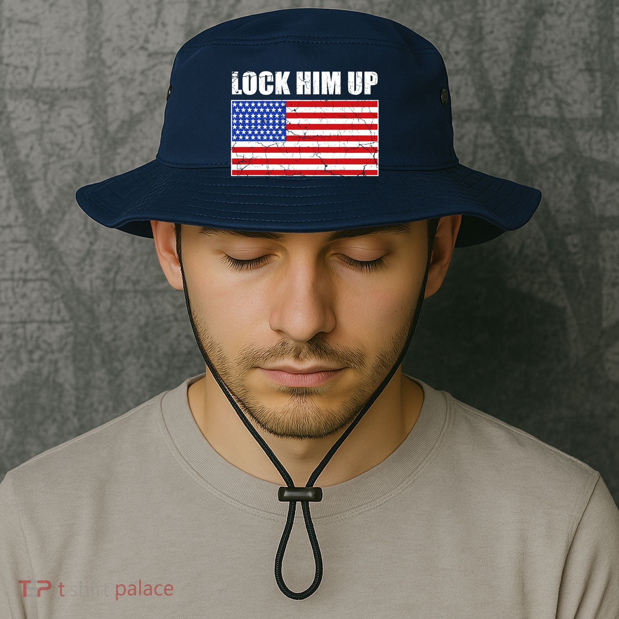 Lock Him Up Resist USA Flag Anti Trump Bucket Hat