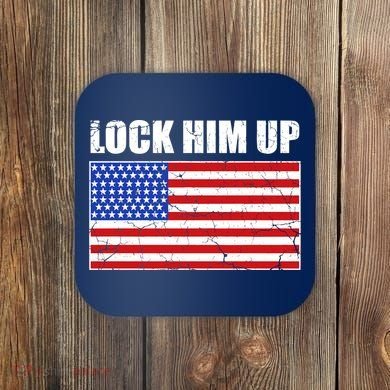 Lock Him Up Resist USA Flag Anti Trump Coaster