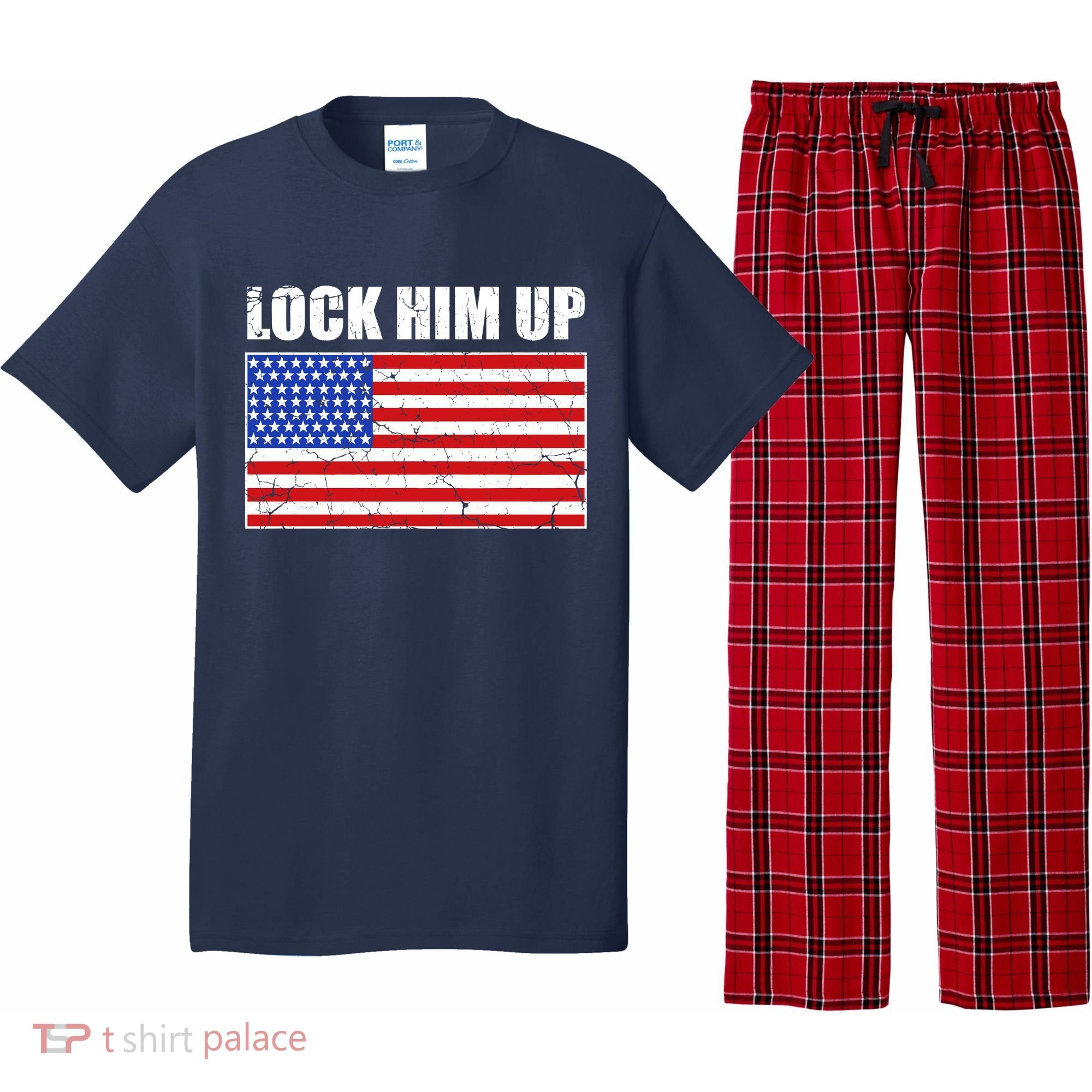 Lock Him Up Resist USA Flag Anti Trump Pajama Set