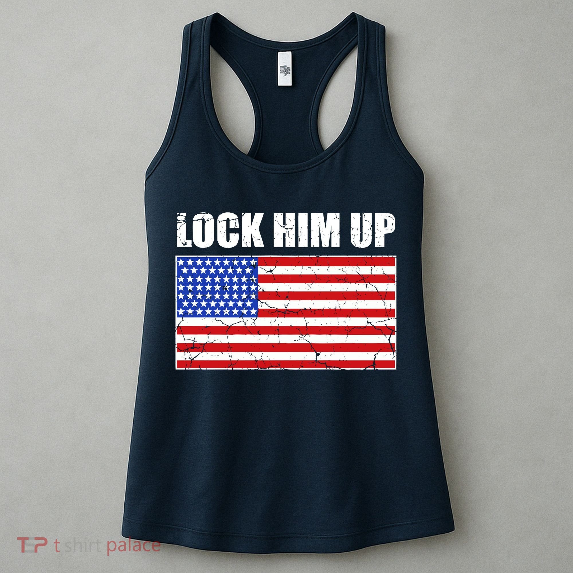 Lock Him Up Resist USA Flag Anti Trump Women's Tank Top