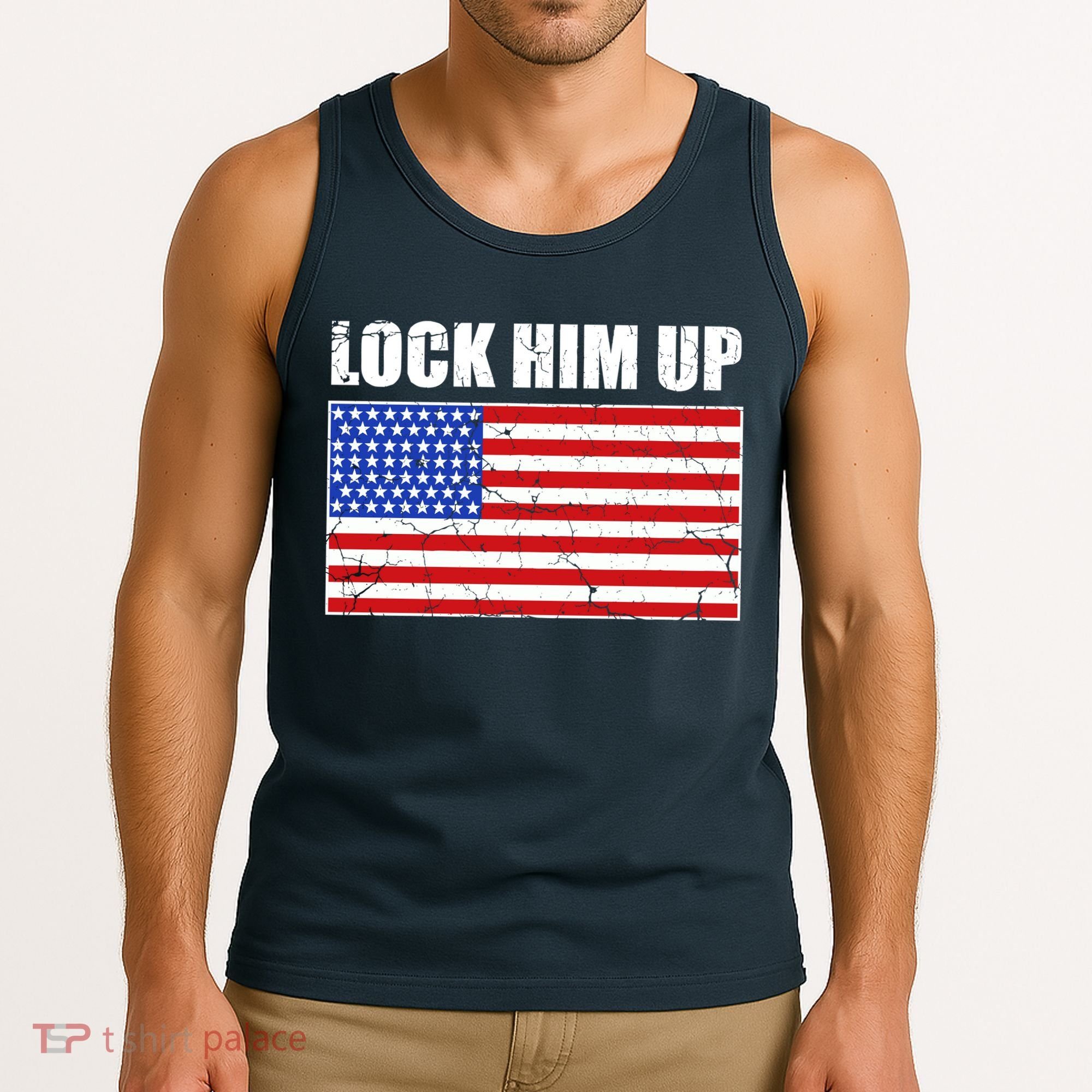 Lock Him Up Resist USA Flag Anti Trump Tank Top