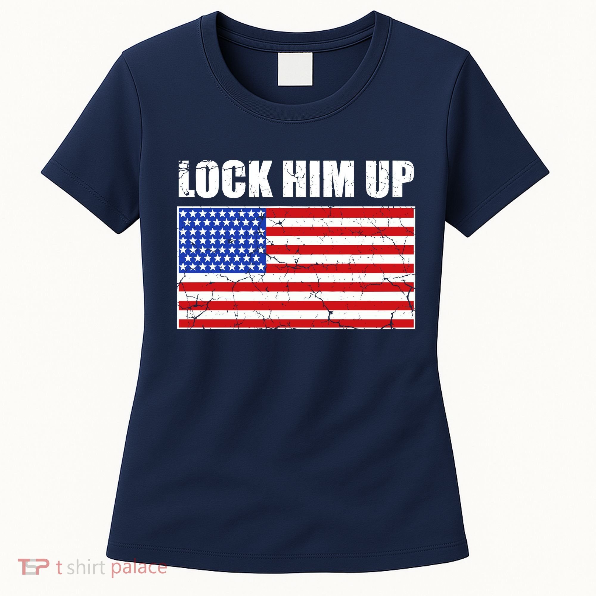 Lock Him Up Resist USA Flag Anti Trump Women's T-Shirt