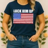 Lock Him Up Resist USA Flag Anti Trump Women's T-Shirt thumb 2
