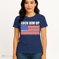 Lock Him Up Resist USA Flag Anti Trump Women's T-Shirt thumb 4