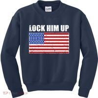 Lock Him Up Resist USA Flag Anti Trump Kids Sweatshirt thumb 0