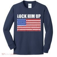 Lock Him Up Resist USA Flag Anti Trump Kids Long Sleeve Shirt thumb 0