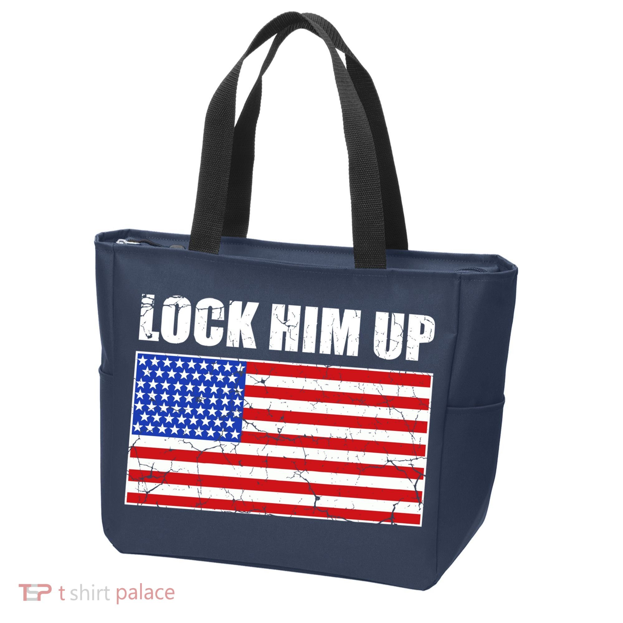 Lock Him Up Resist USA Flag Anti Trump Tote Bag