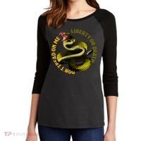 Liberty Or Death Dont Tread On Me Snake Women's Tri-Blend 3/4-Sleeve Raglan Shirt thumb 2