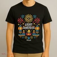 Light Over Darkness Diwali Celebration Festival Gift T-Shirt thumb 3