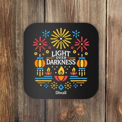 Light Over Darkness Diwali Celebration Festival Gift Coaster