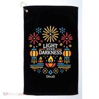 Light Over Darkness Diwali Celebration Festival Gift Golf Towel thumb 0