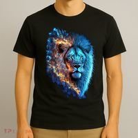 Lion On Fire Cool Graphic T-Shirt thumb 3