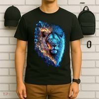 Lion On Fire Cool Graphic T-Shirt thumb 6