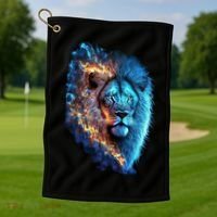 Lion On Fire Cool Graphic Golf Towel thumb 1