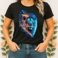 Lion On Fire Cool Graphic Women's T-Shirt thumb 2
