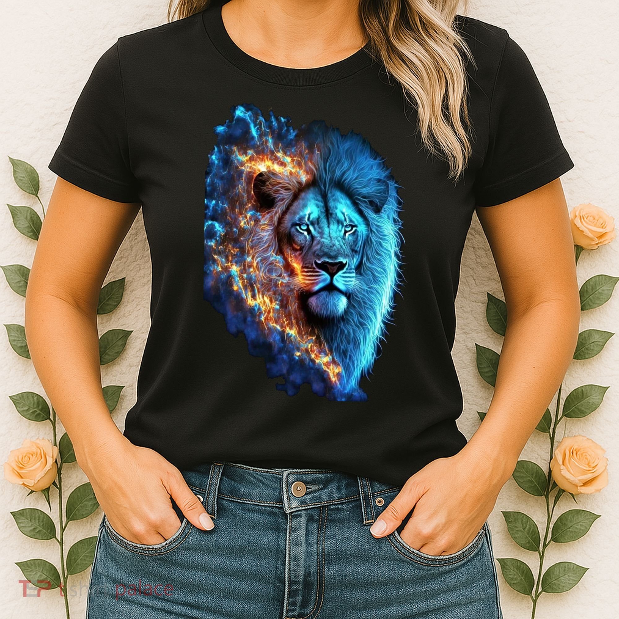 Lion On Fire Cool Graphic Women's T-Shirt