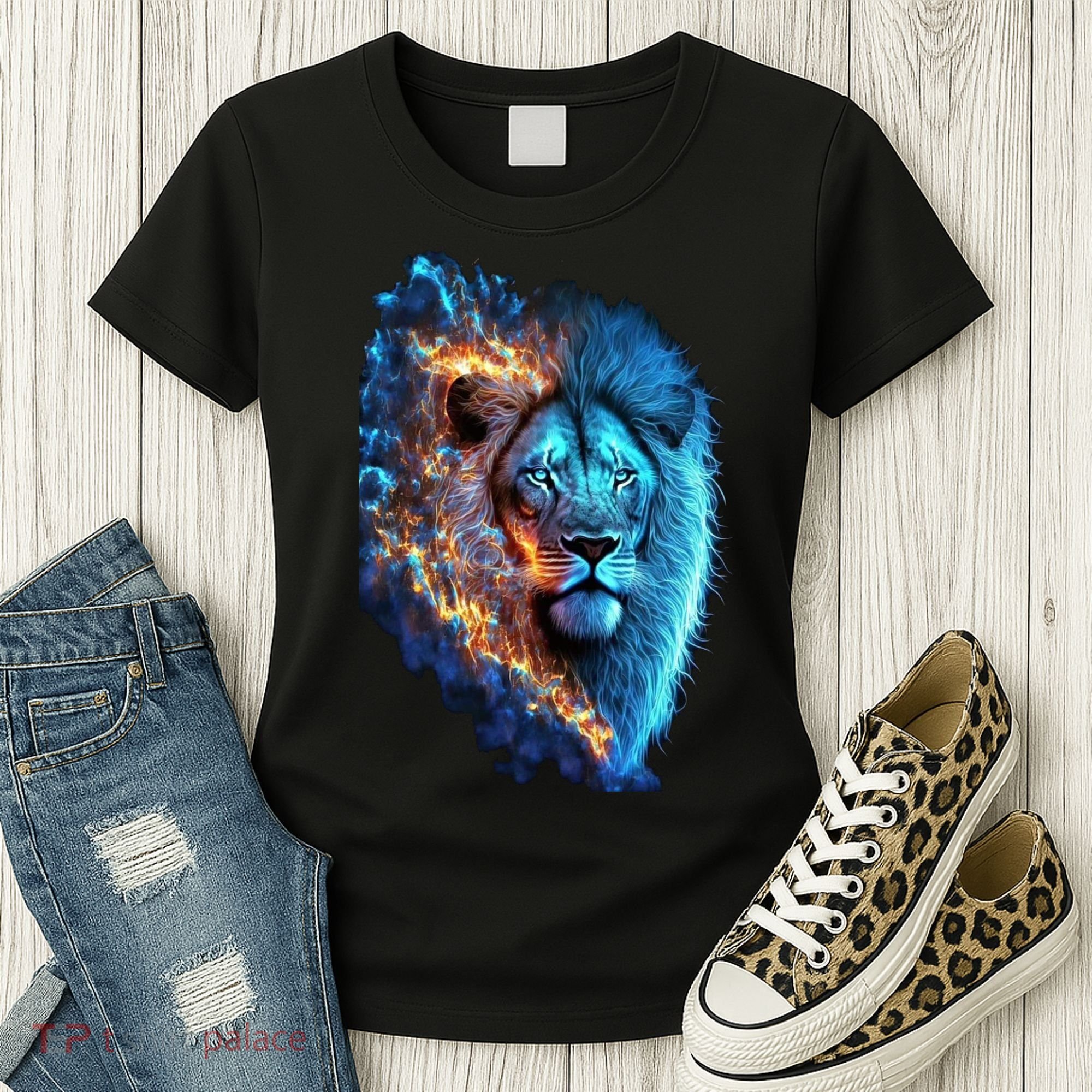 Lion On Fire Cool Graphic Women's T-Shirt