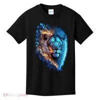 Lion On Fire Cool Graphic Kids T-Shirt thumb 0