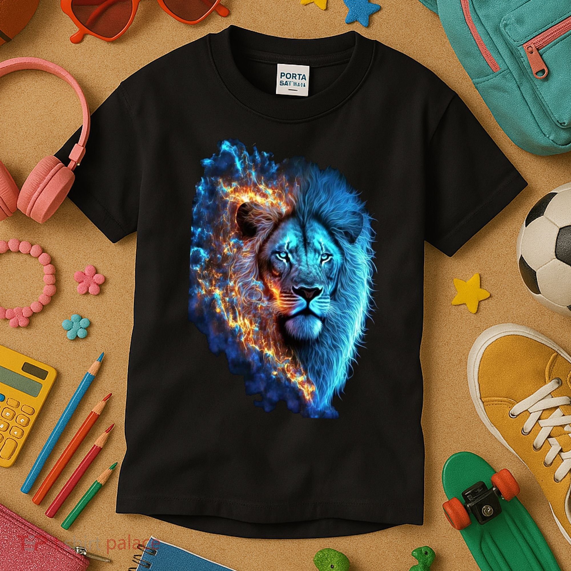 Lion On Fire Cool Graphic Kids T-Shirt