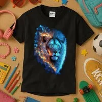 Lion On Fire Cool Graphic Kids T-Shirt thumb 3