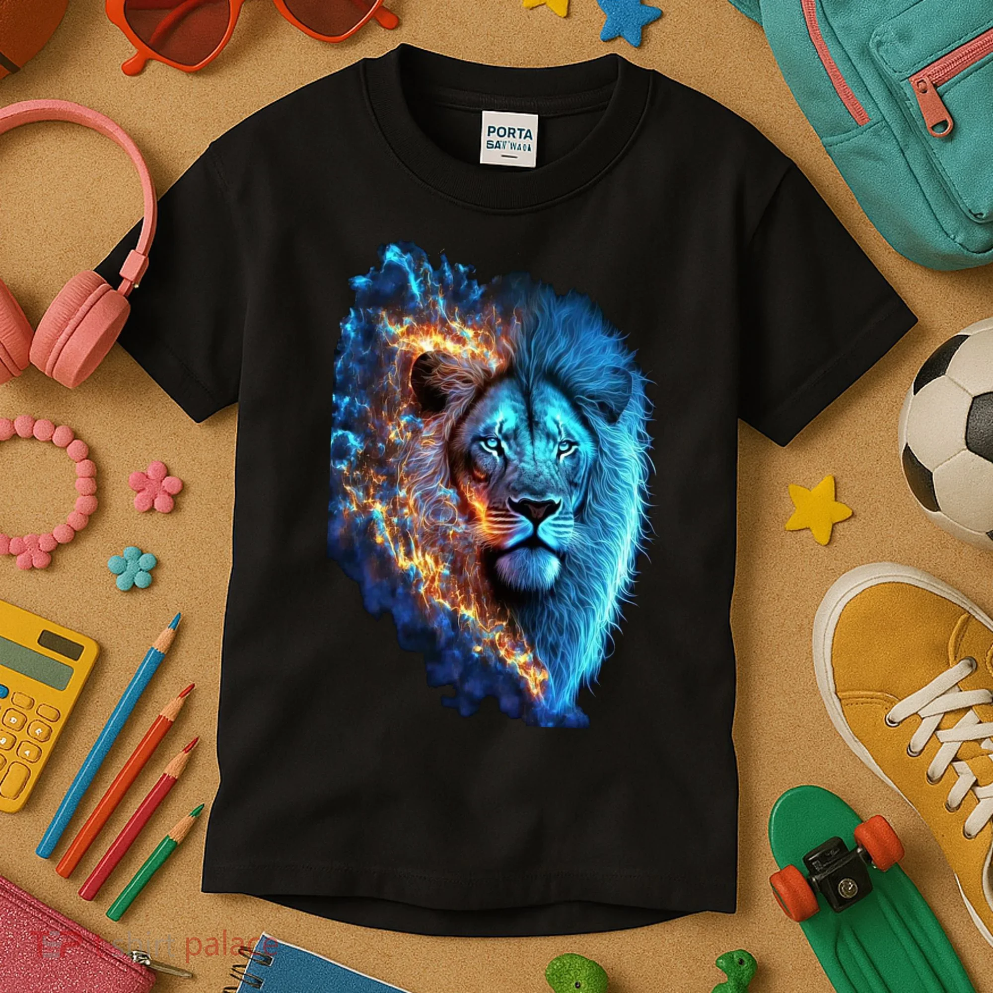 Lion On Fire Cool Graphic Kids T-Shirt