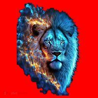 Lion On Fire Cool Graphic Santa Hat thumb 1