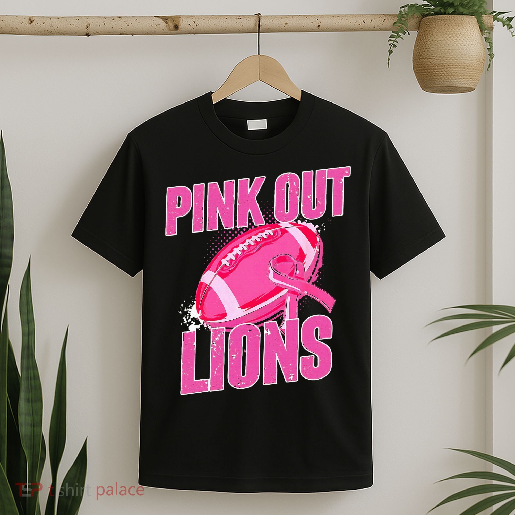 Lions Out Football Tackle Breast Cancer T-Shirt