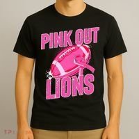 Lions Out Football Tackle Breast Cancer T-Shirt thumb 3
