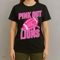 Lions Out Football Tackle Breast Cancer T-Shirt thumb 4