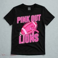 Lions Out Football Tackle Breast Cancer T-Shirt thumb 5