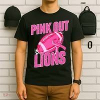 Lions Out Football Tackle Breast Cancer T-Shirt thumb 6