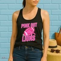 Lions Out Football Tackle Breast Cancer Women's Tank Top thumb 2