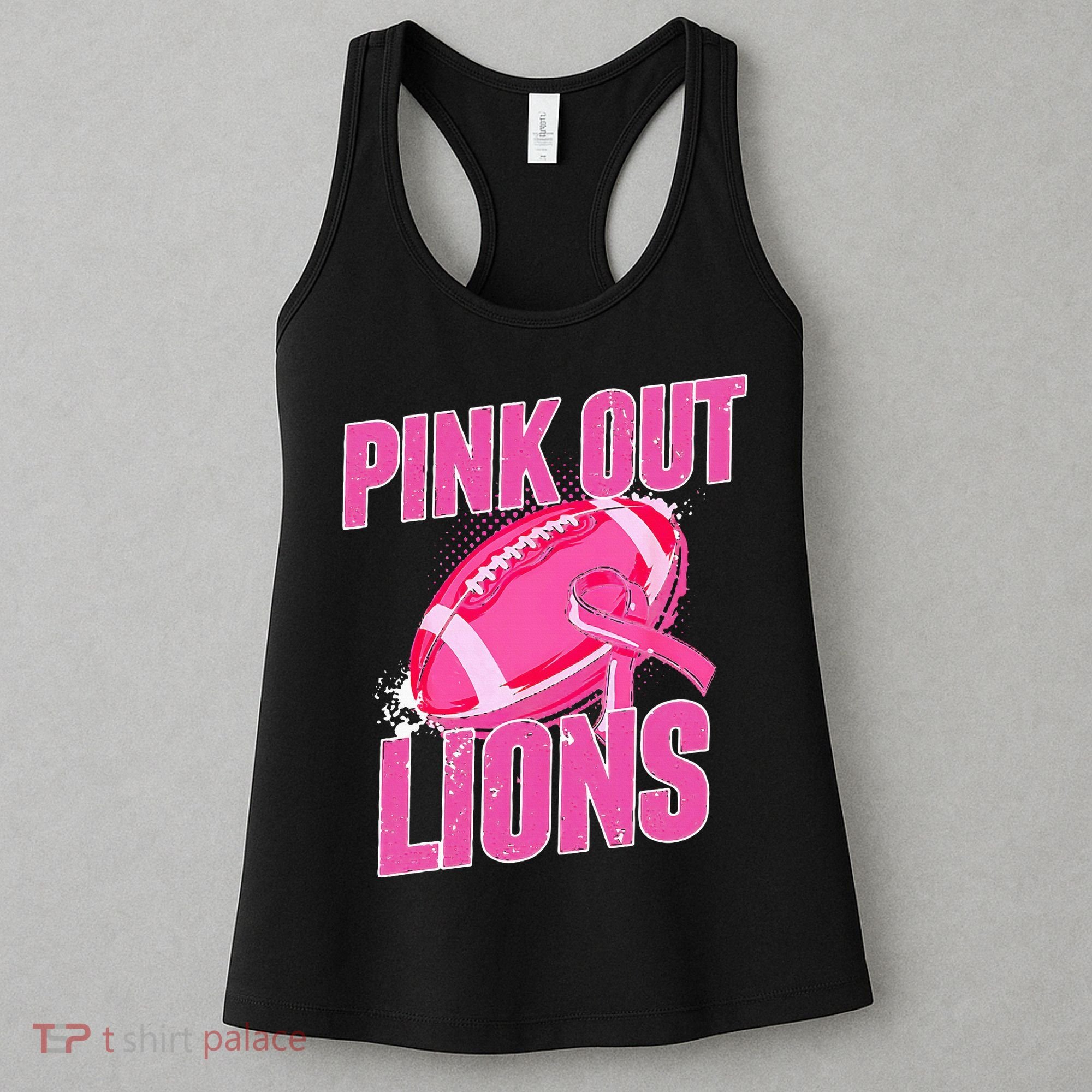 Lions Out Football Tackle Breast Cancer Women's Tank Top