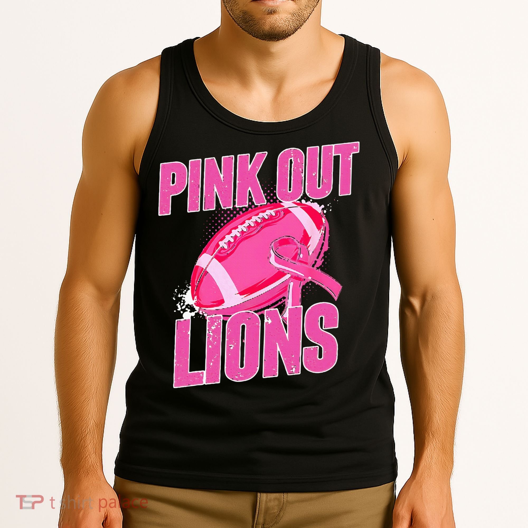 Lions Out Football Tackle Breast Cancer Tank Top