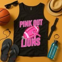 Lions Out Football Tackle Breast Cancer Tank Top thumb 4