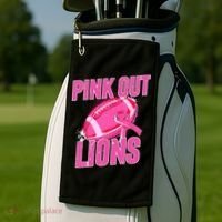 Lions Out Football Tackle Breast Cancer Golf Towel thumb 2
