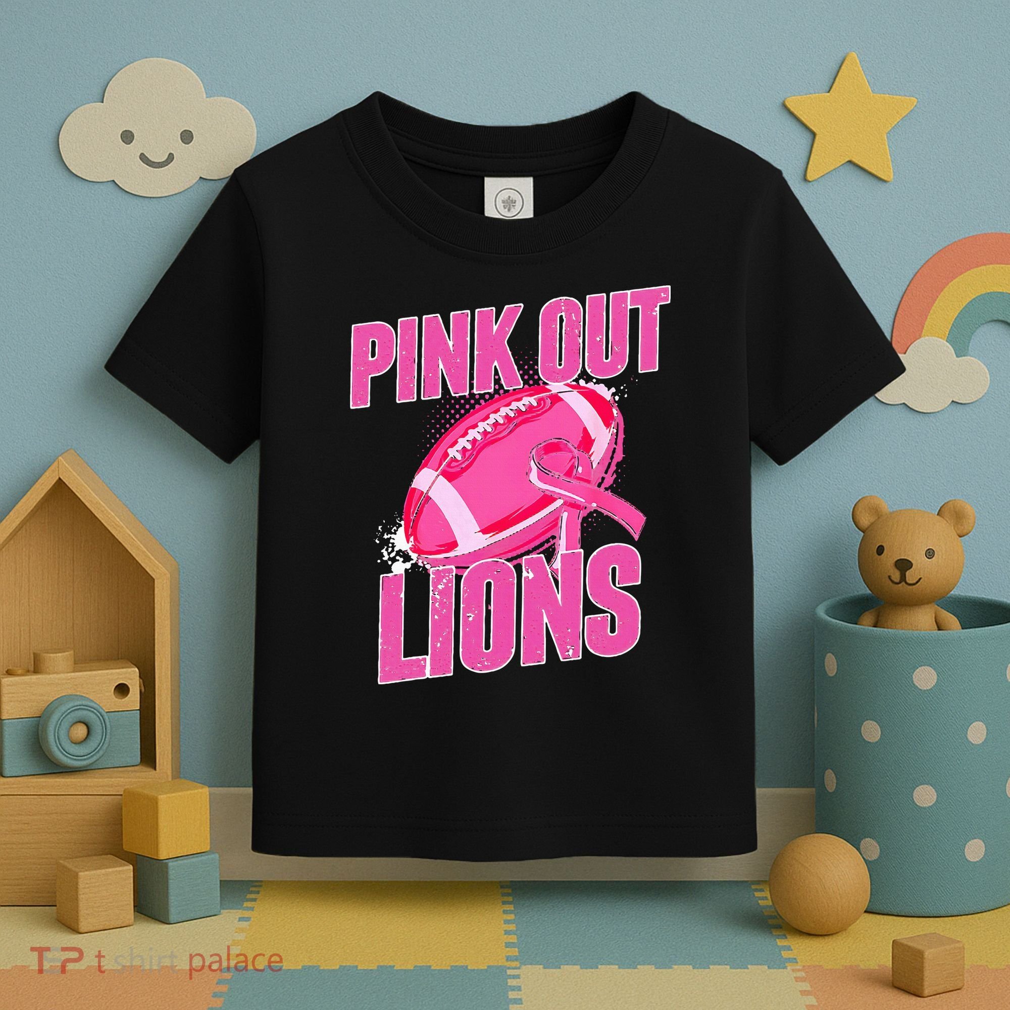 Lions Out Football Tackle Breast Cancer Toddler T-Shirt