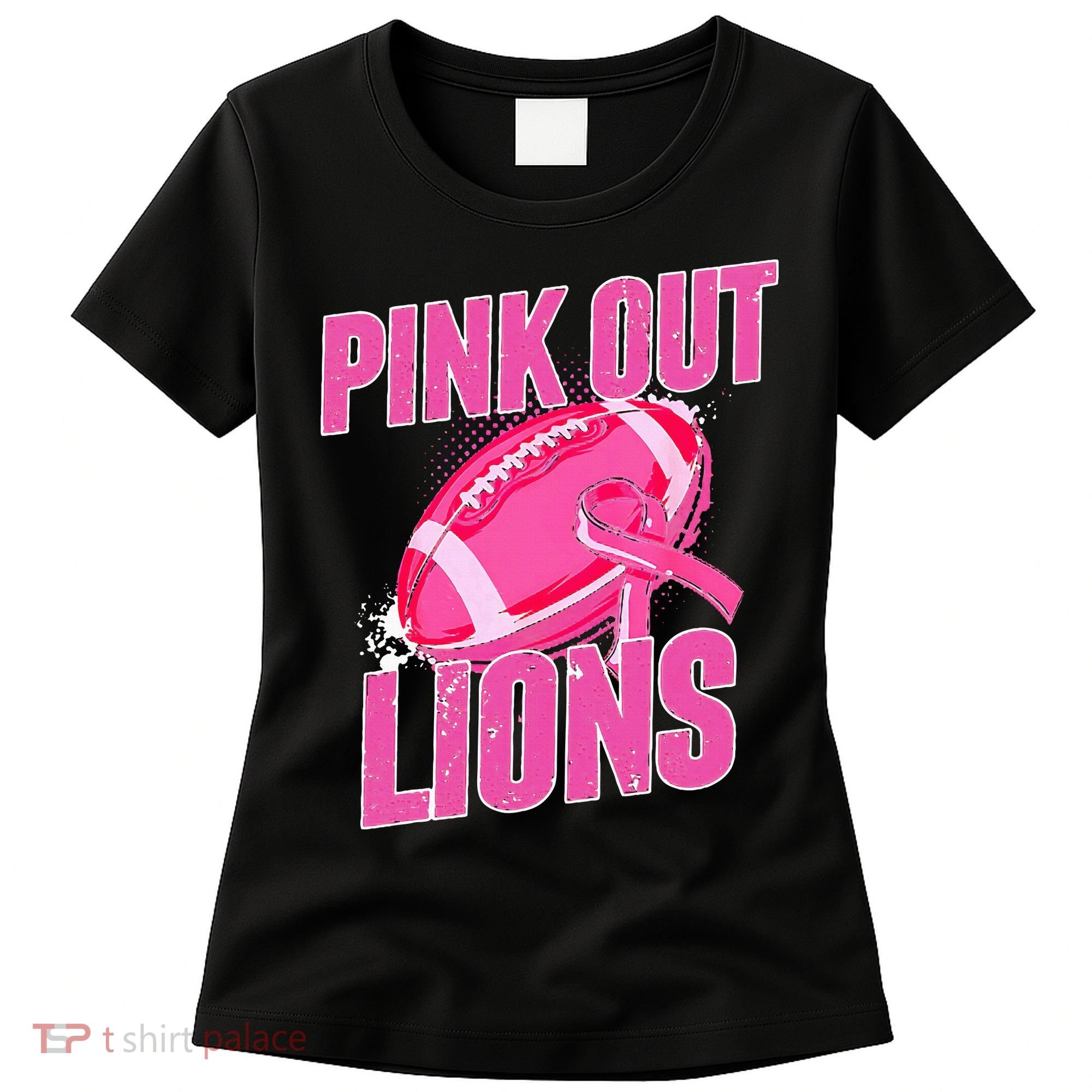 Lions Out Football Tackle Breast Cancer Women's T-Shirt