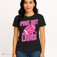 Lions Out Football Tackle Breast Cancer Women's T-Shirt thumb 4